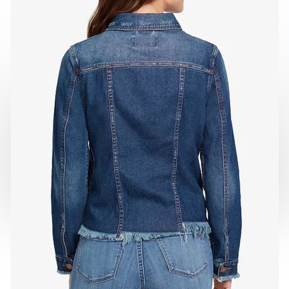 WILLIAM RAST Frayed Denim Trucker Jacket size women’s large (bin T) - Picture 2 of 11